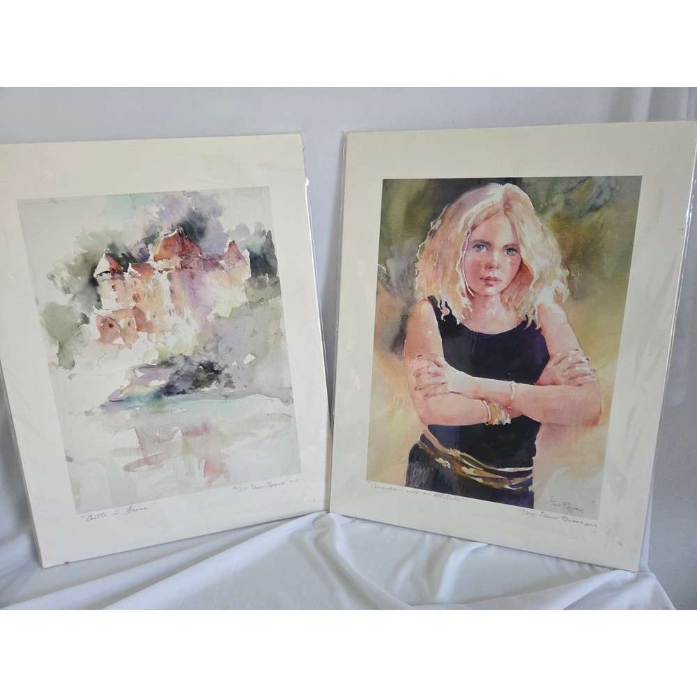 Janet Rogers Signed Limited Edition Giclee Watercolor Prints Set of 2 COA